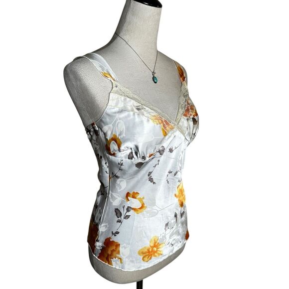 Vintage TG USA Babydoll Lace Satin Floral Tank Top Sz Small Y2K Retro Coquette - Picture 2 of 9